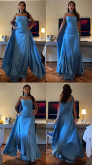 Sexy Sweetheart Sleeveless Mermaid Satin Long Prom Dresses Online AB1865