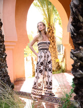 Tribal Print Bardot Tie Neck Jumpsuit