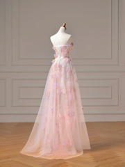 Modest Prom Dresses Aesthetic A Line Strapless Pink Lace Tulle Inspiration Impress With Cape Long Party Formal Gown For Teenagers High Schools AQ006
