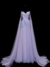 Modest Prom Dress Aesthetic Mermaid Off The Shoulder Lilac Tulle With Cape Style Impress Long Prom Dresses Party Formal Gowns SA010