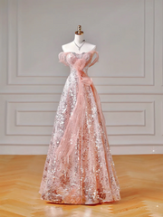 Modest Prom Dresses Aesthetic Ball Gown Off The Shoulder Pink Sequins Corset Fitted Inspiration Impress Long Party Formal Gown For Teens High Schools Girls AQ021
