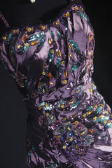 Vintage 90s Prom Dresses Women Mermaid Spaghetti Straps Dusty Grape Taffeta Long Formal Dance Evening Party Gowns AS030