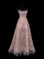 Modest Prom Dress Aesthetic Ball Gowns Strapless Blush Pink Sequins Style Impress Long Prom Dresses Party Formal Gowns SA032