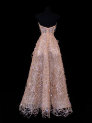 Modest Prom Dress Aesthetic Ball Gowns Strapless Blush Pink Sequins Style Impress Long Prom Dresses Party Formal Gowns SA032