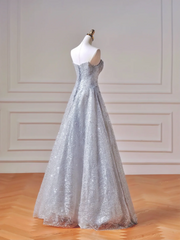 Modest Prom Dresses Aesthetic Ball Gown Strapless Blue Sequin With Scarf Impress Long Party Formal Gown For Teens High Schools Girls AQ038