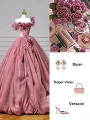 Modest Senior Prom Dresses High Schools Inspiration Ball Gown Strapless Floral Pink Semi Formal Grad Long Prom Dress AQ053