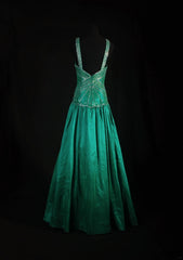 Vintage A Line Halter Green Satin Party Dress With Beads 1950s Retro Classy Birthday Dinner Long Prom Dresses AS061