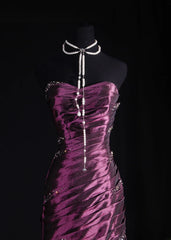 Women's Cocktail Party Gowns 90s Mermaid Purple Sweetheart Taffeta With Beads Long Graduation Dinner Outfits Prom Dresses AS068