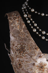 Women's Cocktail Party Gowns 90s A line V Neck Lace With Beads Long Graduation Dinner Outfits Prom Dresses AS074