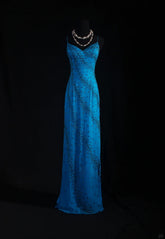 Vintage 1950s Formal Mermaid Spaghetti Strap Royal Blue Chiffon With Beads Sleeveless Long Prom Dresses Party Formal Gowns AS083