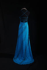 Vintage 1950s Formal Mermaid Spaghetti Strap Royal Blue Chiffon With Beads Sleeveless Long Prom Dresses Party Formal Gowns AS083