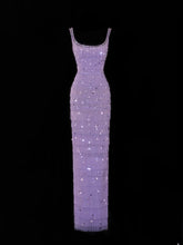 Classy Sheath Square Neck Lilac Tulle With Beads Gem Formal Style Impress Long Prom Dresses Party Gowns SA099