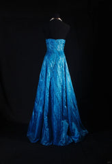 Vintage 80s Formal A Line Sweetheart Blue With Beads Sleeveless Long Prom Dresses Party Formal Gowns AS101