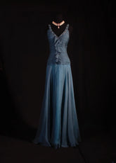 Chic Mermaid V Neck Chiffon With Beads Long Party Formal Women Prom Dresses AS102
