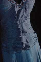 Chic Mermaid V Neck Chiffon With Beads Long Party Formal Women Prom Dresses AS102