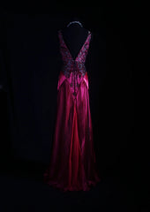Retro Vintage 1960s Formal Mermaid V Neck Fashion Hot Pink Satin With Beads Sleeveless Long Prom Dresses Party Formal Gowns AS113