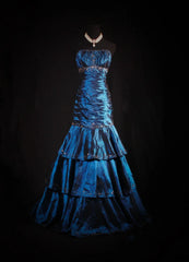 Vintage 50s 1950s Formal Mermaid Strapless Navy Blue With Beads Sleeveless Long Prom Dresses Party Formal Gowns AS115