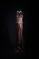 Vintage 50s 1950s Formal Mermaid Halter Pleated With Beads Sleeveless Long Prom Dresses Party Formal Gowns AS117