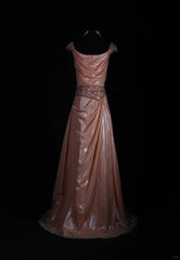 Retro Vintage 1960s Formal A line Square Neck Pink Fashion With Beads Cap Sleeves Long Prom Dresses Party Formal Gowns AS122