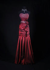 Retro Vintage 1960s Style Formal Mermaid Sweetheart Burgundy Wine Red With Beads Long Prom Dresses Party Formal Gowns AS148