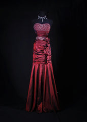 Retro Vintage 1960s Style Formal Mermaid Sweetheart Burgundy Wine Red With Beads Long Prom Dresses Party Formal Gowns AS148