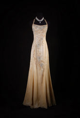 Sparkly Prom Dresses Aesthetic Mermaid Halter Champagne With Beads Inspo Impress Long Party Formal Gown For Senior Teens High Schools AS159