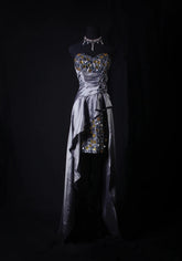 Sparkly Prom Dresses Aesthetic Sheath Strapless Gray With Beads Inspo Party Semi Formal Gown For Senior Teens High Schools AS168