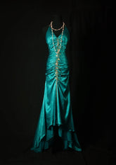 Vintage Prom Dresses Aesthetic Mermaid Halter Dark Green 2000s Semi Formal Inspo Impress Long Party Formal Gown For Teens High Schools AS176