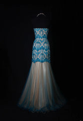 Vintage Style Mermaid Sweetheart 1950s Lace Blue Tulle With Beads Long Formal Fancy Prom Dresses Night Outfits Party Gowns AS201