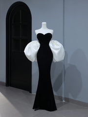 Modest Prom Dresses Aesthetic Mermaid Sweetheart Black Velvet Inspiration Style Impress With Cape Long Party Formal Gown AS398