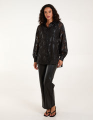 Mesh Metallic Detailed Shirt