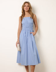 Ruched Binding Strappy Midi Dress