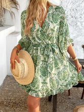 Molly Ruffle Floral Wrap Mini Dress - green