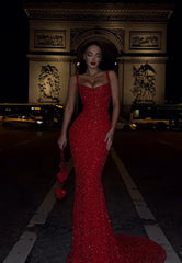 Sexy Mermaid Square Neck Gold Sequin Prom Dresses Party Dress Long Evening Dresses AB2138