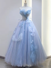 Ball Gowns Prom Dress Women Sweetheart Blue Tulle Long Formal Dance Evening Party Gowns AB1733
