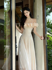 Classy A Line Spaghetti Strap Pink Off The Shoulder Long For Women Girls Teens Prom Dresses N2220