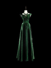 Vintage A Line Sweetheart Dark Green Velvet With Ruffles For High Schools Teens Prom Dresses Long Graduation Dress N1672