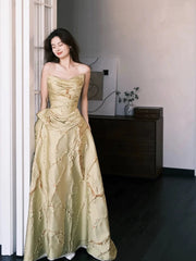 Beautiful Ball Gown Sweetheart Yellow Satin For High Schools Teens Prom Dresses Graduation Dress N1688