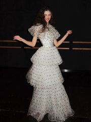 French Style Ball Gown Black Polka Dots For High Schools Teens Prom Dresses Graduation Dress N1692