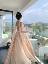 Simple Prom Dresses A line Halter Champagne Chiffon With Ribbon Evening Gown Formal Long Formal Dress N3994