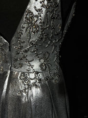 Modest Prom Dresses Mermaid Spaghetti Strap Dark Grey Sleeveless Long Formal Evening Outfits N3628