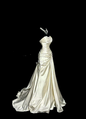 Gorgeous Prom Dresses Mermaid Strapless Satin With Ruffled For Women Formal Evening Outfits N3792