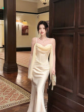 Sexy Mermaid Spaghetti Straps White Satin Ankle Length Prom Dresses Wedding Guest Dress 20th Birthday Outfits AB2477