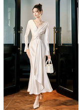 Sexy Mermaid V Neck Long Sleeves Ankle Length Prom Dresses Wedding Guest Dress 22th Birthday Outfits AB2511