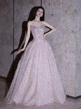 Princess Ball Gown Strapless Pink With Beads Prom Dresses Inspiration Long Party Night Gowns 18th Birthday Outfits AB2233