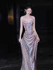 Sparkly Mermaid Strapless Sequins With Beaded Bodice Prom Dresses Inspiration Long Party Night Gowns 20th Birthday Outfits AB2249