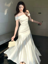 Elegant Mermaid Off The Shoulder White Long Prom Dresses 16th Nigh Party Birthday Outfits AB2452