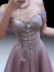 Sparkly A line Strapless Pink Sequins Prom Dresses Inspiration Long Party Night Gowns 20th Birthday Outfits AB2253