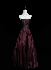 Classy Formal Ball Gowns Strapless Burgundy With Beads Style Impress Long Prom Dresses Party Gowns OB035