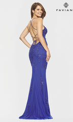 Faviana Long Yellow Prom Dress with Strappy Back